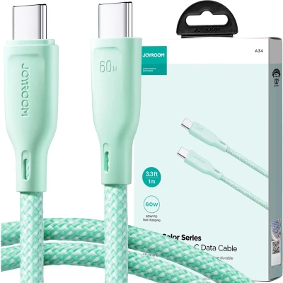 Afbeelding van Joyroom Multi Color Series SA34 CC3 USB C / kabel 60W snelle overdracht 1m groen