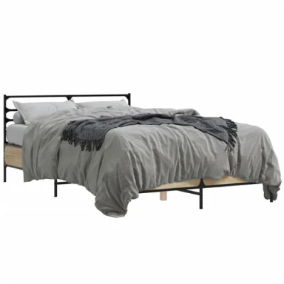 Afbeelding van vidaXL Bedframe bewerkt hout metaal sonoma eikenkleurig 120x190 cm