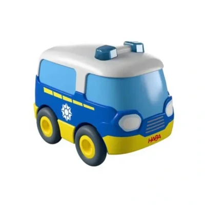 Afbeelding van HABA Cars Politiebus Vliegwielmotor Duurzaam van Gerecycled Plastic Vanaf 2 Jaar