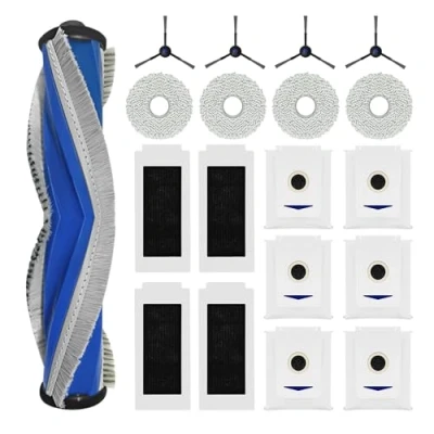 Afbeelding van 19 delige accessoires voor ECOVACS DEEBOT T30 PRO Omni, 1 rubberen hoofdborstel, 4 filters, doeken, zijborstels, 6 stofzakken