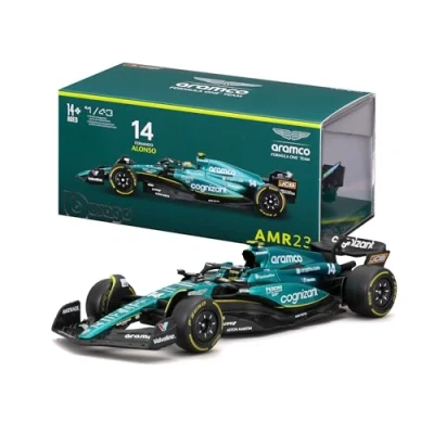 Afbeelding van Bburago 1/43 Racing 2023 F1 Aston Martin AMR23 met helm #Alonso Voertuig Formule 1 seizoen van metaal op schaal 1:43. Pilot