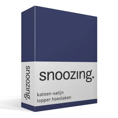 Afbeelding van Snoozing Katoen satijn Topper Hoeslaken Eenpersoons 80x220 cm Navy