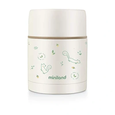 Afbeelding van Miniland Thermosbeker Eekhoorn 600 Ml Rvs Wit/groen 3 delig