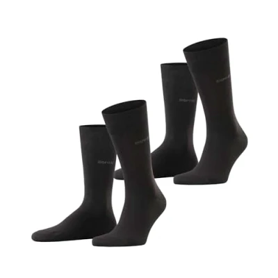 Image de ESPRIT Basic Easy 2 Pack M SO coton unies lot de paires, Chaussettes Homme, Noir (Black 3000), 39 42