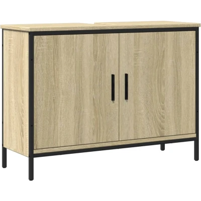 Afbeelding van Wastafelkast 80x30x60 cm bewerkt hout sonoma eikenkleurig