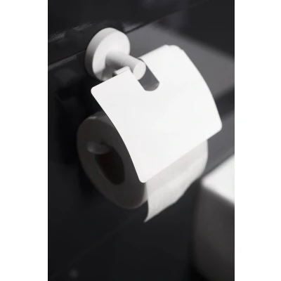 Afbeelding van Haceka Kosmos Toiletrolhouder met klep Mat Wit toiletpapierhouder in mat...