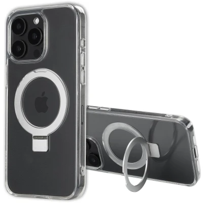Afbeelding van Accezz Hoesje Geschikt voor iPhone 15 Pro Max Ring Stand Backcover MagSafe Transparant