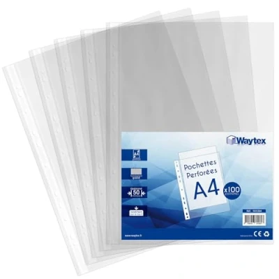 Afbeelding van Waytex 931304 transparante hoesjes, A4, generfd, 50 micron, 100 stuks
