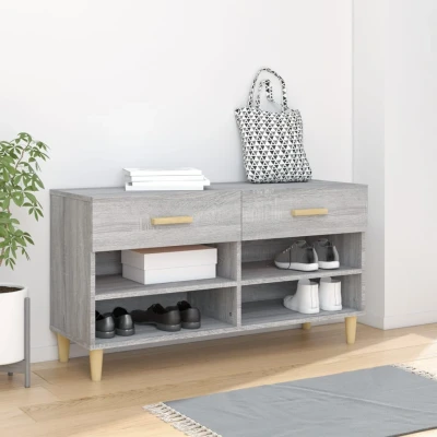 Afbeelding van Schoenenkast 102x35x55 cm bewerkt hout grijs sonoma eikenkleur