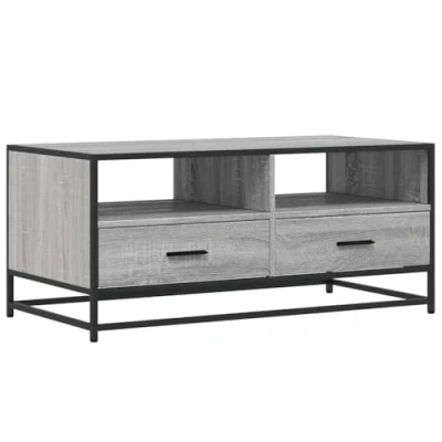 Afbeelding van vidaXL Salontafel 100x50x45 cm bewerkt hout en metaal grijs sonoma