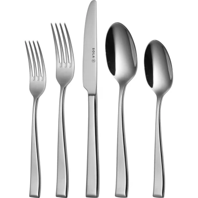 Afbeelding van Sola Bestekset Durban 12 Persoons Modern 100 delig Vaatwasserbestendig Zilverwit Edelstaal 18/10 RVS Zilver; Mat