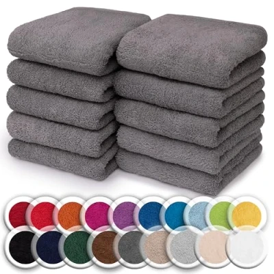 Image de NatureMark Lot de 10 débarbouillettes en Tissu éponge, 100% Coton, 30 x cm, GIS Anthracite
