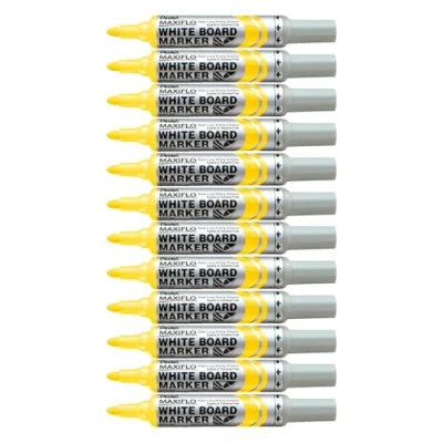 Afbeelding van Pentel Maxiflo Whiteboard marker, brede conische punt, geel, 12 stuks