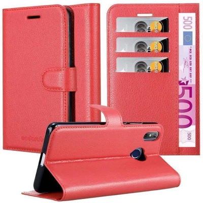 Afbeelding van Cadorabo Hoesje geschikt voor Cubot J3 PRO in KARMIJN ROOD Beschermhoes met magnetische sluiting, standfunctie en kaartvakje Book Case Cover Etui