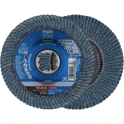 Afbeelding van PFERD 67689063 PFR 125 L Z 40 SGP CURVE STEELOX/X LOCK Lamellenschijf Diameter mm Boordiameter 22.23 RVS, Staal 10 stuk(s)