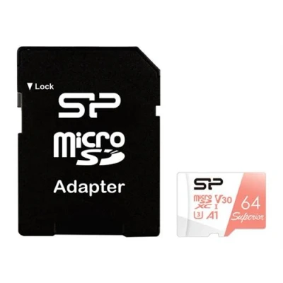 Image de SILICON POWER Superior Carte mémoire flash (adaptateur microSDXC vers SD inclus(e)) 64 Go A1 / Video Class V30 UHS I U3 Class10