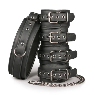 Afbeelding van Fetish Set Met Halsband, Enkelboeien En Handboeien