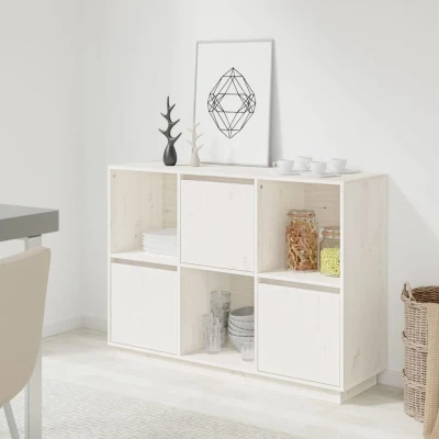 Afbeelding van Dressoir 110,5x35x80 cm massief grenenhout wit