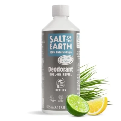 Afbeelding van Salt of the Earth Vetiver en citrusvruchten natuurlijke deodorant navulverpakking veganistisch, duurzame bescherming, Leaping Bunny goedgekeurd Made in UK 525 ml