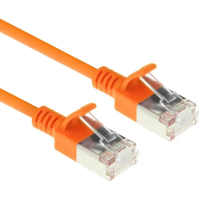 Afbeelding van ACT Oranje 2 meter LSZH U/FTP CAT6A datacenter slimline patchkabel snagless met RJ45 connectoren (U/FTP, CAT6a, 2 m), Netwerkkabel