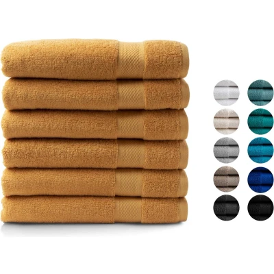 Afbeelding van Handdoek Hotel Collectie 6 stuks 70x140 oker geel