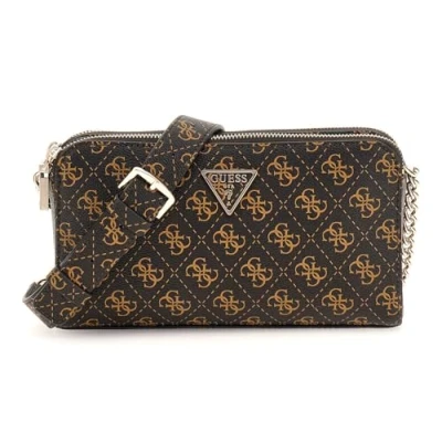 Afbeelding van GUESS Schoudertas Eco Erica Status Crossbody Brown Logo Donkerbruin