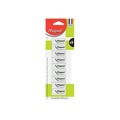 Afbeelding van Maped Set van 9 gum Technic 300 mini gummen wit stofvrije zonder ftalaten