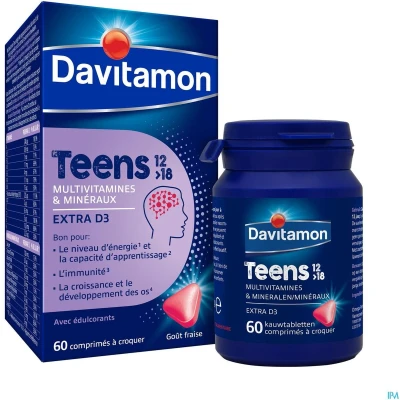 Afbeelding van TEENS KAUWTABLET AARDBEI 60