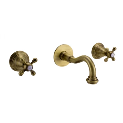 Afbeelding van PB klassieke inbouw muurkraan met sterknoppen 25 cm uitloop Brons 1208855122