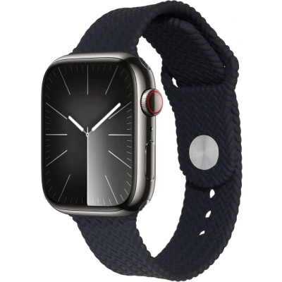 Afbeelding van imoshion Siliconen geweven bandje geschikt voor Apple Watch Series 1 t/m 10 / SE Ultra (2) (44/45/46/49 mm) Zwart