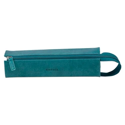 Afbeelding van RHODIA 319033C pennenetui Rhodiarama pauw 23 x 5 cm platte opening voor gebruik als kunstleer opslag van pennen, potloden, viltstiften, kleine benodigdheden