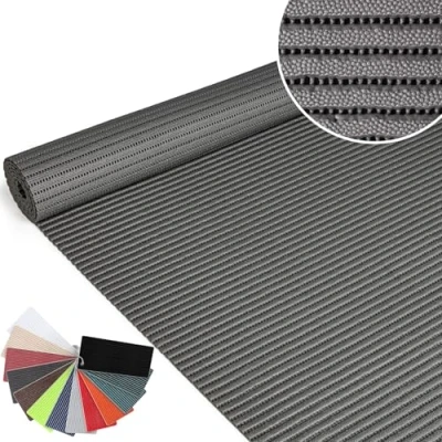 Afbeelding van Badmat van zacht schuim, antislip, 65 x 200 cm, grijs