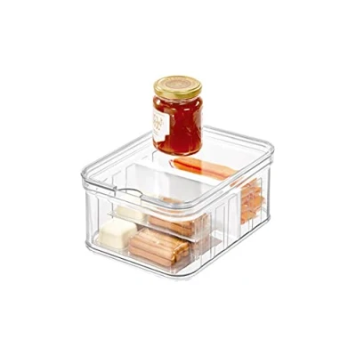 Afbeelding van IDesign Crisp Koelkast Opbergbox Met Verdeler 16,5 X 21,6 Cm Transparant