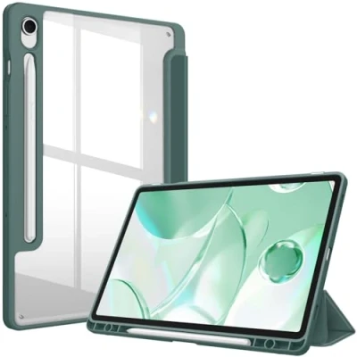 Afbeelding van Fintie Hybride hoes voor Samsung Galaxy Tab S9 FE 10,9 inch / 11 2023 tablet met penhouder Schokbestendige beschermhoes transparante harde achterkant Nachtgroen