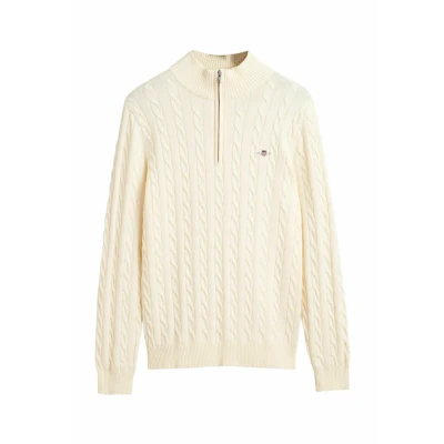 Afbeelding van GANT Cable HALF Trui, Heren, Maat: 3XL, Cream