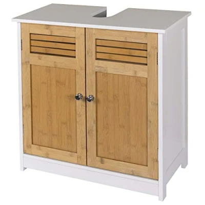 Afbeelding van EUGAD Badkamerkast onder wastafel Wastafelonderkast 60x30x60cm,Badkamer meubels Gootsteenkast met 2 deuren,Wit natuur 0118WY