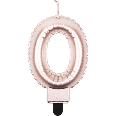 Afbeelding van Kaarsje 0 folie ballon rose goud 7cm