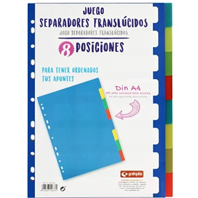 Afbeelding van Grafoplás 41260500 tabbladen voor mappen en mappen, A4, 8 stuks