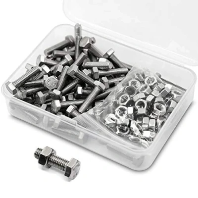 Afbeelding van Set van 80 zeskantschroeven M5 x 10 mm roestvrij staal 304 Bouten en moeren voor machine