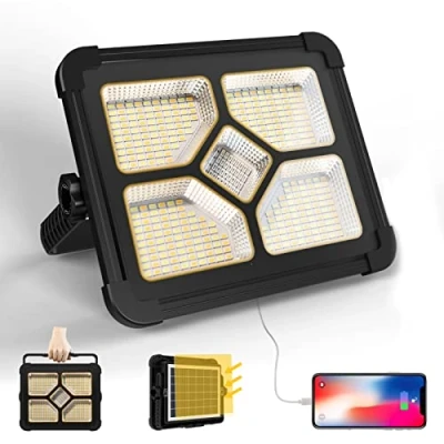 Afbeelding van Led spot, 200 W, oplaadbaar, 20.000 lm, werklicht, draagbaar, met zonnepaneel, 20600 mAh, USB, voor camping, bouwplaats, garage, werkplaats, noodgevallen