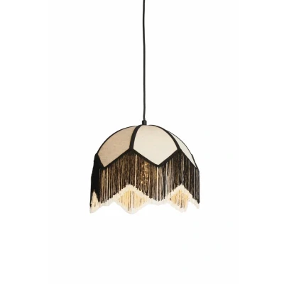 Afbeelding van Light &amp; Living Hanglamp Sulina Linnen 35cm Wit/Zwart