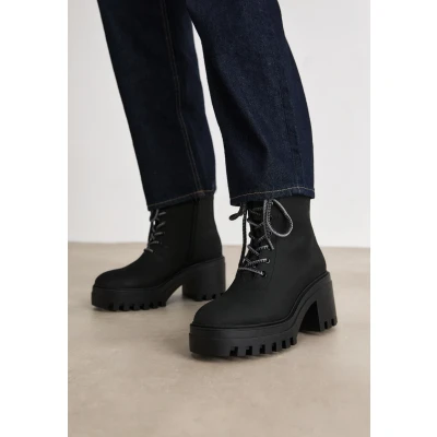 Afbeelding van Calvin Klein Jeans Chunky Heeled ZIP BOOT Enkellaarsjes met plateauzool, Dames, Maat: 39, Triple black Leer