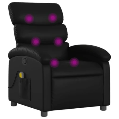 Image de vidaXL Fauteuil de massage inclinable Noir Similicuir373441