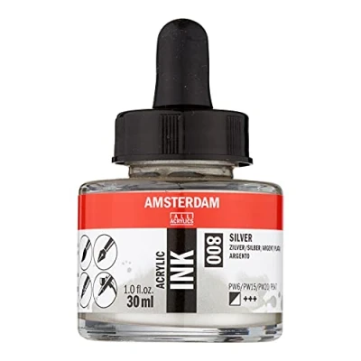 Afbeelding van Amsterdam Acrylic Inkt Fles 30 ml Zilver 800
