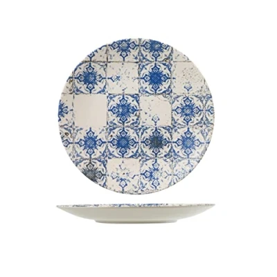 Afbeelding van H&amp;H 12 stoneware borden lotus vloer