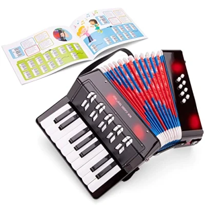 Image de New Classic Toys Instrument à Vent pour débutants Accordéon Noir avec Le Livre de Musique, 57, Black