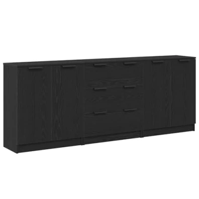 Afbeelding van vidaXL Sideboard Set van 3 Zwart Eiken MDF Middelgroot