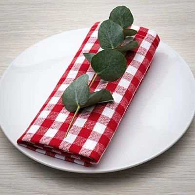Afbeelding van Filu Servetten, katoen, rood/wit, 100% verpakking van 8 stuks