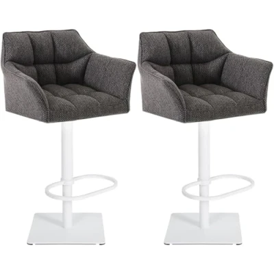 Afbeelding van CLP Damaso Set van 2 barkrukken Stof titanium grijs wit