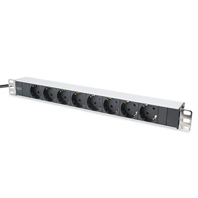Afbeelding van Digitus DN 95410 19 inch Stekkerdoos voor patchkast 1 HE Geaarde contactdoos Zwart